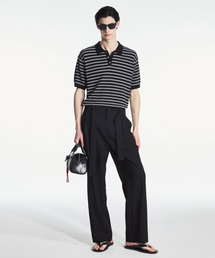 TNGT（ティーエヌジーティー）の「Wide Viscose Belted Pants (Black) TNPA6E201BK（スラックス）」