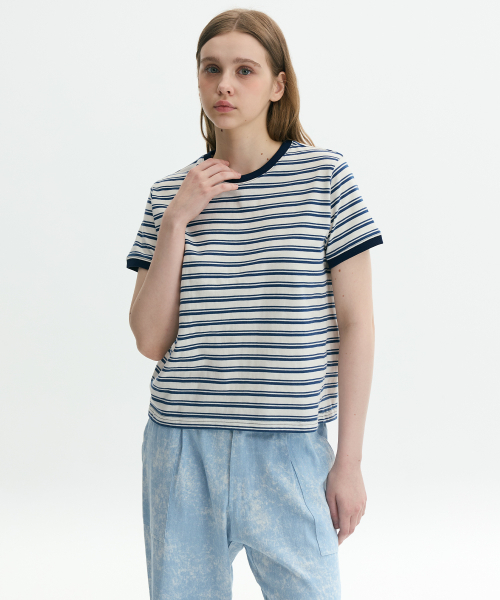 KRUXH(クルクス)の「ストライプリンガーTシャツ ネイビー(Tシャツ/カットソー・レディース・その他・1/2/3)」の3枚目の写真
