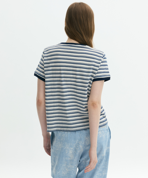 KRUXH(クルクス)の「ストライプリンガーTシャツ ネイビー(Tシャツ/カットソー・レディース・その他・1/2/3)」の4枚目の写真