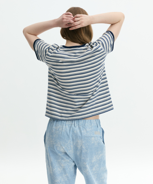 KRUXH(クルクス)の「ストライプリンガーTシャツ ネイビー(Tシャツ/カットソー・レディース・その他・1/2/3)」の6枚目の写真
