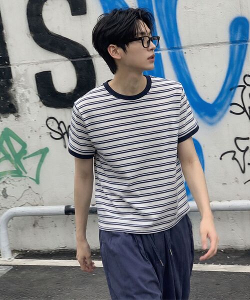 KRUXH(クルクス)の「ストライプリンガーTシャツ ネイビー(Tシャツ/カットソー・レディース・その他・1/2/3)」の8枚目の写真