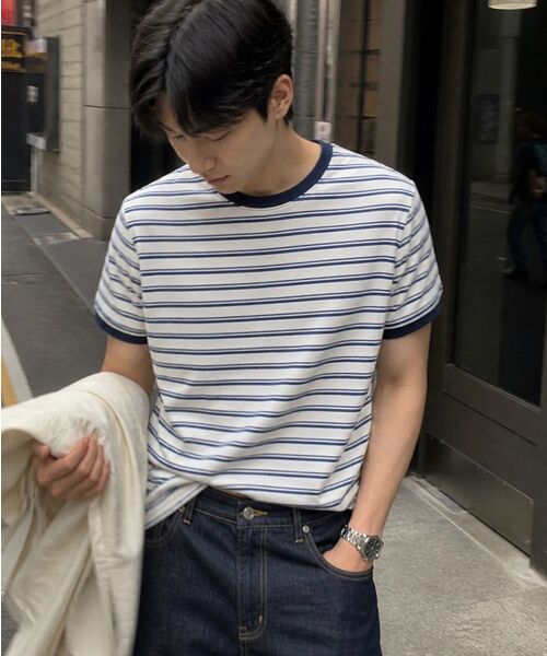 KRUXH(クルクス)の「ストライプリンガーTシャツ ネイビー(Tシャツ/カットソー・レディース・その他・1/2/3)」の10枚目の写真