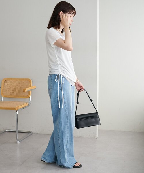 DISCOAT（ディスコート）の「【WEB限定】レイヤード風半袖プルオーバー（Tシャツ/カットソー・レディース・イエロー/ミント/オフホワイト/ブラック/アイボリー・FREE）」の15枚目の写真