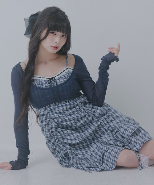 DearMyLoveRose(ディアマイラブローズ)の「アンサンブルドロストミニワンピース(ワンピース・レディース・チャコールグレー/ネイビー・M-L/LL~3L/L~LL)」の2枚目の写真