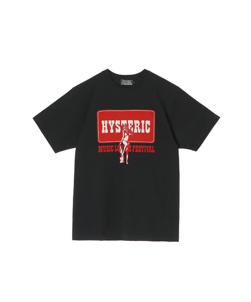 大人気！ヒステリックグラマー 半袖Tシャツ【MUSIC STORES】黒L MUSIC LOVERS FESTIVAL Tシャツ（Tシャツ/カットソー）｜HYSTERIC