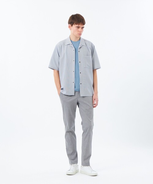 MACKINTOSH PHILOSOPHY(マッキントッシュ フィロソフィー)の「トロッター サッカーストレッチ 半袖オープンカラースナップボタンシャツ(シャツ/ブラウス・メンズ・ブルー系その他7/グレー系その他2/ネイビー・38/40)」の5枚目の写真