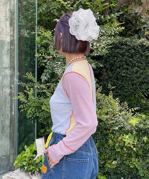 HELLO.SANFRANCISCO(ハローサンフランシスコ)の「【HELLO.SANFRANCISCO/ハローサンフランシスコ】配色切替ポコポコメロウTEE(Tシャツ/カットソー・レディース・イエロー/オレンジ・ONE SIZE)」の19枚目の写真