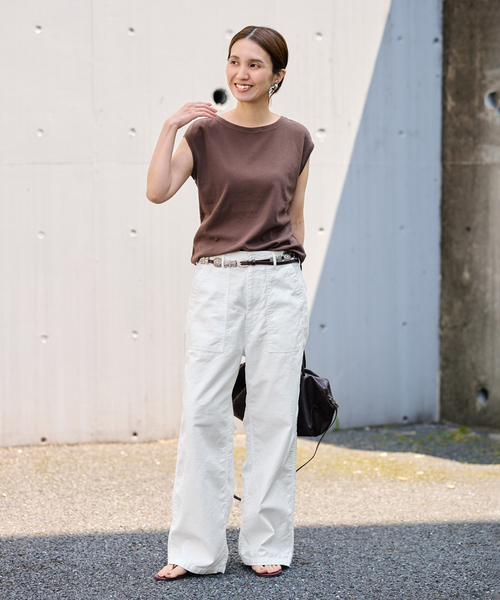 FRAMeWORK(フレームワーク)の「ライトオンスバックサテンベイカーパンツ(カーゴパンツ・レディース・カーキ/ホワイト/ネイビー・40/38/36)」の10枚目の写真