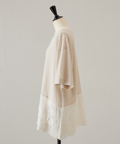BEARDSLEY(ビアズリー)の「裾シアー刺繍Tee(Tシャツ/カットソー・レディース・ブラック/ベージュ・FREE)」の5枚目の写真