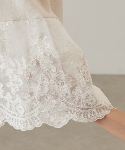 BEARDSLEY(ビアズリー)の「裾シアー刺繍Tee(Tシャツ/カットソー・レディース・ブラック/ベージュ・FREE)」の12枚目の写真