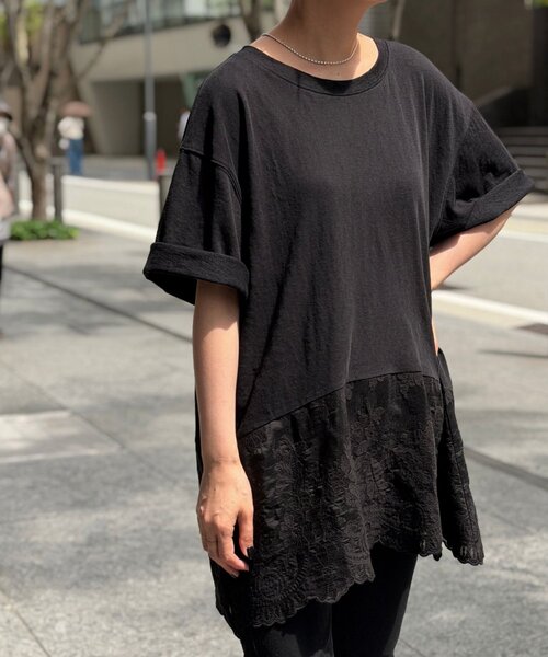 BEARDSLEY(ビアズリー)の「裾シアー刺繍Tee(Tシャツ/カットソー・レディース・ブラック/ベージュ・FREE)」の16枚目の写真