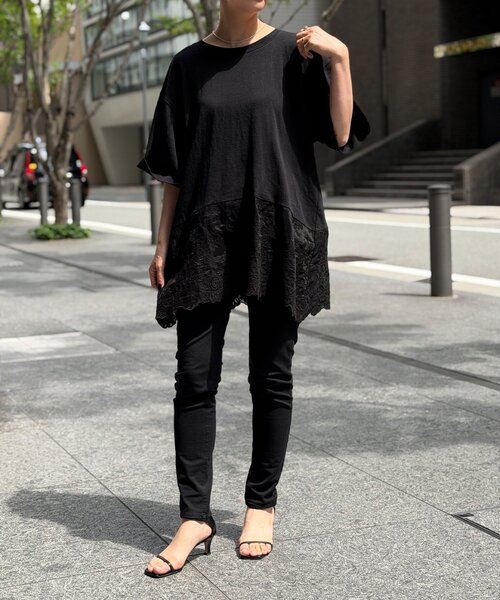 BEARDSLEY(ビアズリー)の「裾シアー刺繍Tee(Tシャツ/カットソー・レディース・ブラック/ベージュ・FREE)」の21枚目の写真