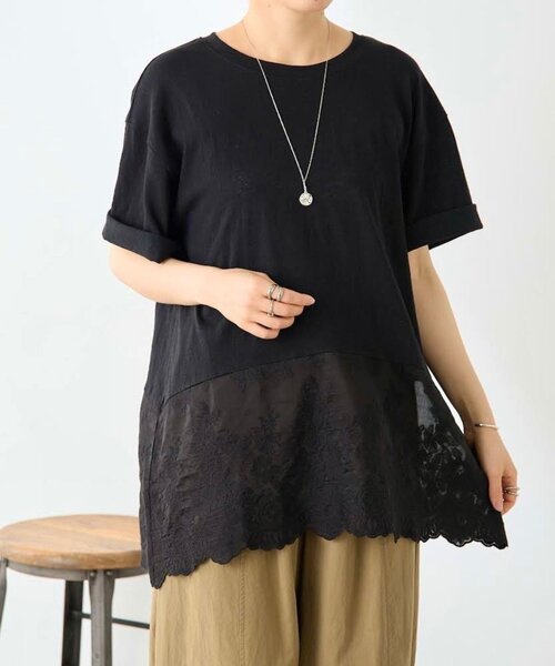 BEARDSLEY(ビアズリー)の「裾シアー刺繍Tee(Tシャツ/カットソー・レディース・ブラック/ベージュ・FREE)」の22枚目の写真