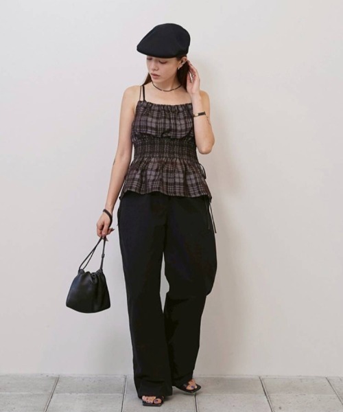 TODAYFUL(トゥデイフル)の「Check Jacquard Camisole(キャミソール・レディース・チョコ/セージグリーン・FREE)」の6枚目の写真