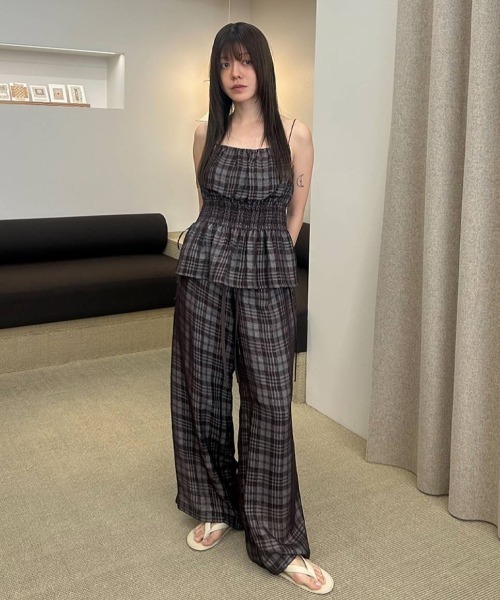 TODAYFUL(トゥデイフル)の「Check Jacquard Camisole(キャミソール・レディース・チョコ/セージグリーン・FREE)」の7枚目の写真