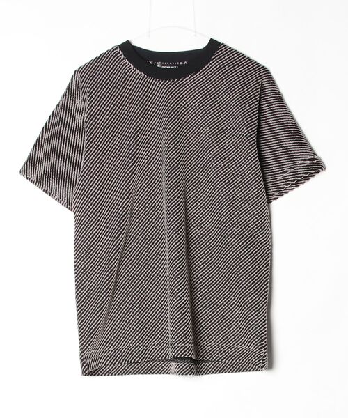 BENUSTA（ベヌスタ）の「A'GEM/9 × .kom 『BENUSTA /ベヌスタ』バイアスジャガード サマーニットTシャツ（Tシャツ/カットソー・メンズ・ブラック/ホワイト・M）」の6枚目の写真