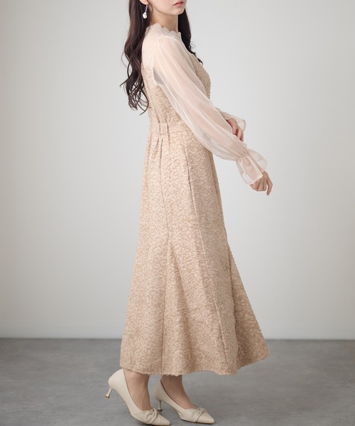 Lace Ladies(レースレディース)の「レースカラー キャンディスリーブ 切替 シアー ロング ワンピース(ドレス・レディース・ブラック/ベージュ/ピンク・FREE/S)」の19枚目の写真
