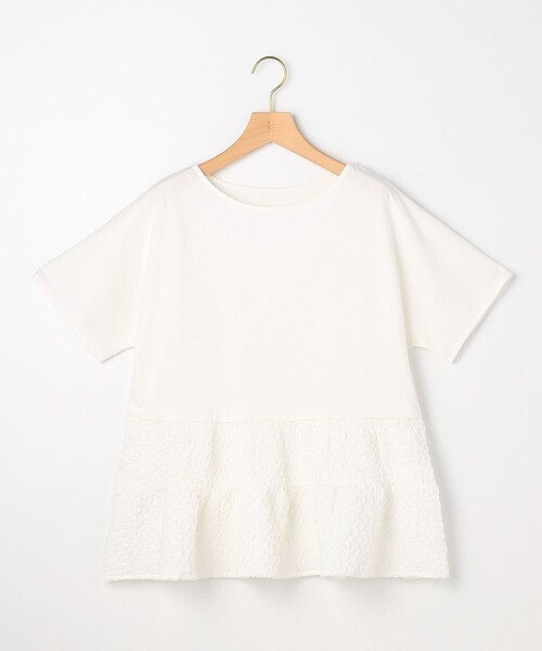 組曲（クミキョク）の「パフジャカードコンビジャージー ペプラムカットソー（Tシャツ/カットソー・レディース・グレー系/グリーン系/ブラック系/ホワイト系・2/3）」の19枚目の写真