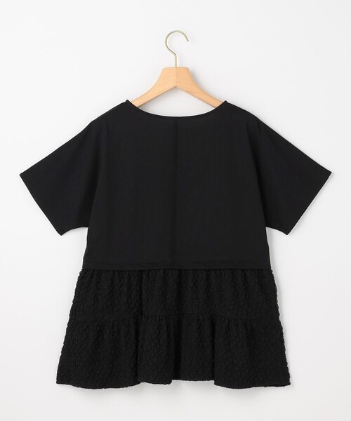 組曲（クミキョク）の「パフジャカードコンビジャージー ペプラムカットソー（Tシャツ/カットソー・レディース・グレー系/グリーン系/ブラック系/ホワイト系・2/3）」の12枚目の写真
