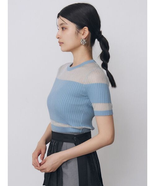 MURUA(ムルーア)の「シアーミックスハーフニット 夏服(ニット/セーター・レディース・ブラック/アイボリー/ブルー・FREE)」の9枚目の写真