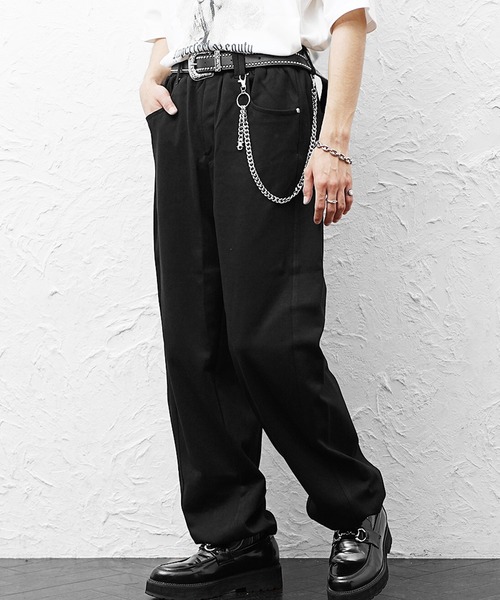 MinoriTY(マイノリティ)の「【MinoriTY】ベルト・チェーン付ワイドスウェットパンツ ウォレットチェーン ベルト セット メンズ 春服 夏服(その他パンツ・メンズ・杢グレー/ブラック/レッド/ブラウン・XL/L/M)」の2枚目の写真
