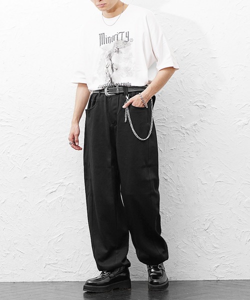 MinoriTY(マイノリティ)の「【MinoriTY】ベルト・チェーン付ワイドスウェットパンツ ウォレットチェーン ベルト セット メンズ 春服 夏服(その他パンツ・メンズ・杢グレー/ブラック/レッド/ブラウン・XL/L/M)」の13枚目の写真