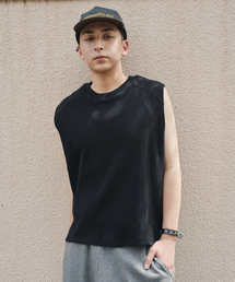 XERO（ゼロ）の「ワッフルクロップスリーブレス[ブラック]（Tシャツ/カットソー）」