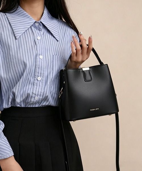 Miniministore（ミニミニストア）の「2WAYバケツ型ミニショルダーバッグ上品（ショルダーバッグ・レディース・アイボリー/ブラウン/ホワイト×ブラウン/ブラック・FREE）」の8枚目の写真