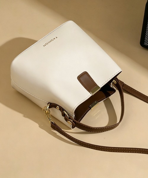 Miniministore（ミニミニストア）の「2WAYバケツ型ミニショルダーバッグ上品（ショルダーバッグ・レディース・アイボリー/ブラウン/ホワイト×ブラウン/ブラック・FREE）」の19枚目の写真