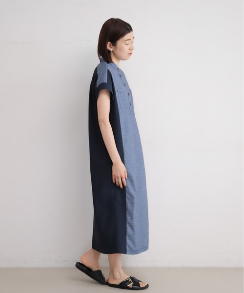 NOMBRE IMPAIR（ノンブルアンペール）の「メランジクロスコンビ　ポケットシャツワンピース（ワンピース・レディース・ネイビー/ブラック・FREE）」の22枚目の写真