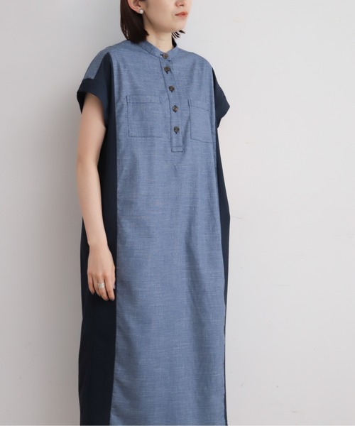 NOMBRE IMPAIR(ノンブルアンペール)の「メランジクロスコンビ ポケットシャツワンピース(ワンピース・レディース・ネイビー/ブラック・FREE)」の22枚目の写真