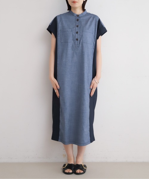 NOMBRE IMPAIR（ノンブルアンペール）の「メランジクロスコンビ　ポケットシャツワンピース（ワンピース・レディース・ネイビー/ブラック・FREE）」の15枚目の写真