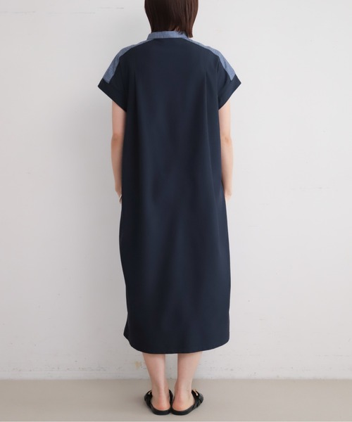 NOMBRE IMPAIR（ノンブルアンペール）の「メランジクロスコンビ　ポケットシャツワンピース（ワンピース・レディース・ネイビー/ブラック・FREE）」の9枚目の写真