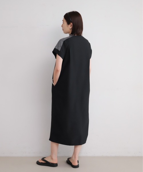 NOMBRE IMPAIR（ノンブルアンペール）の「メランジクロスコンビ　ポケットシャツワンピース（ワンピース・レディース・ネイビー/ブラック・FREE）」の5枚目の写真