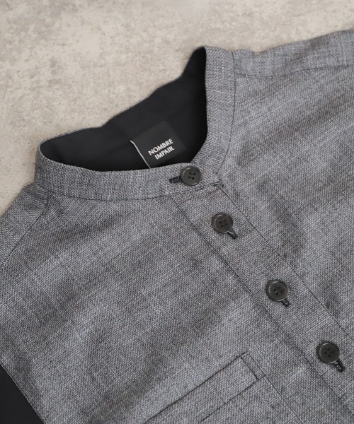 NOMBRE IMPAIR（ノンブルアンペール）の「メランジクロスコンビ　ポケットシャツワンピース（ワンピース・レディース・ネイビー/ブラック・FREE）」の17枚目の写真