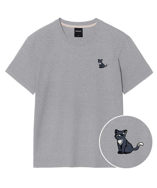OKSTAR(オクスター)の「ハッピーニット刺繍半袖(Tシャツ/カットソー・レディース・クリーム/ネイビー/ホワイト/ダークグレー/ダークグリーン/グレー/ダークブルー/ライトグレー/ライトベージュ/ブラック/カーキ・4XL/3XL/2XL/X-LARGE/LARGE/SMALL/MEDIUM)」の4枚目の写真