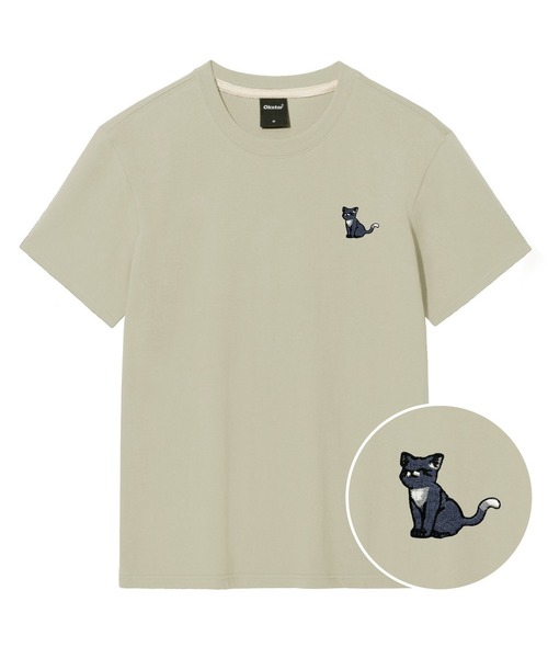 OKSTAR(オクスター)の「ハッピーニット刺繍半袖(Tシャツ/カットソー・レディース・クリーム/ネイビー/ホワイト/ダークグレー/ダークグリーン/グレー/ダークブルー/ライトグレー/ライトベージュ/ブラック/カーキ・4XL/3XL/2XL/X-LARGE/LARGE/SMALL/MEDIUM)」の7枚目の写真
