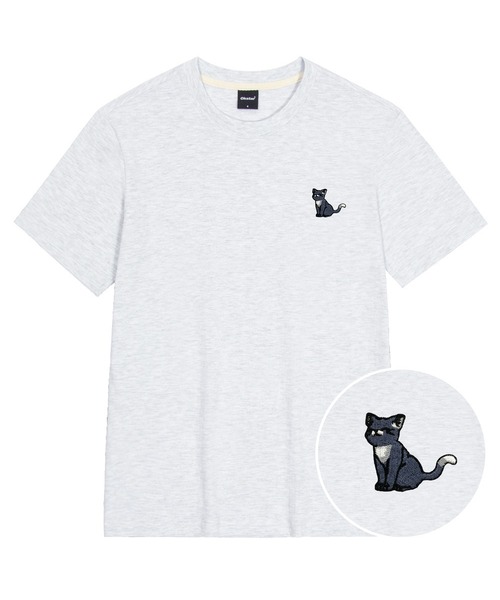 OKSTAR(オクスター)の「ハッピーニット刺繍半袖(Tシャツ/カットソー・レディース・クリーム/ネイビー/ホワイト/ダークグレー/ダークグリーン/グレー/ダークブルー/ライトグレー/ライトベージュ/ブラック/カーキ・4XL/3XL/2XL/X-LARGE/LARGE/SMALL/MEDIUM)」の3枚目の写真