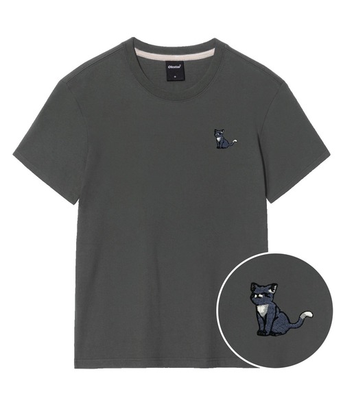 OKSTAR(オクスター)の「ハッピーニット刺繍半袖(Tシャツ/カットソー・レディース・クリーム/ネイビー/ホワイト/ダークグレー/ダークグリーン/グレー/ダークブルー/ライトグレー/ライトベージュ/ブラック/カーキ・4XL/3XL/2XL/X-LARGE/LARGE/SMALL/MEDIUM)」の5枚目の写真