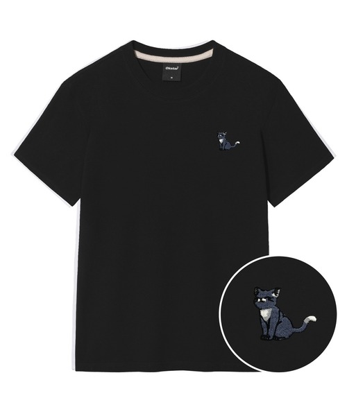 OKSTAR(オクスター)の「ハッピーニット刺繍半袖(Tシャツ/カットソー・レディース・クリーム/ネイビー/ホワイト/ダークグレー/ダークグリーン/グレー/ダークブルー/ライトグレー/ライトベージュ/ブラック/カーキ・4XL/3XL/2XL/X-LARGE/LARGE/SMALL/MEDIUM)」の2枚目の写真