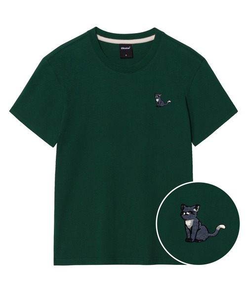 OKSTAR(オクスター)の「ハッピーニット刺繍半袖(Tシャツ/カットソー・レディース・クリーム/ネイビー/ホワイト/ダークグレー/ダークグリーン/グレー/ダークブルー/ライトグレー/ライトベージュ/ブラック/カーキ・4XL/3XL/2XL/X-LARGE/LARGE/SMALL/MEDIUM)」の8枚目の写真