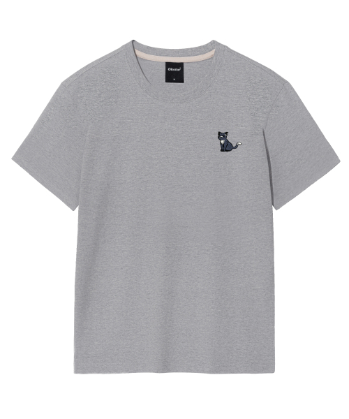 OKSTAR(オクスター)の「ハッピーニット刺繍半袖(Tシャツ/カットソー・レディース・クリーム/ネイビー/ホワイト/ダークグレー/ダークグリーン/グレー/ダークブルー/ライトグレー/ライトベージュ/ブラック/カーキ・4XL/3XL/2XL/X-LARGE/LARGE/SMALL/MEDIUM)」の12枚目の写真