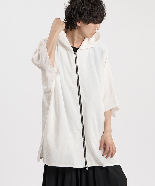 NO ID.（ノーアイディ）の「mhs2664-ﾘﾈﾝﾀｯﾁﾌｰﾄﾞﾄﾞﾙﾏﾝBIG-ZIP SH シャツ(458006-088S)（シャツ/ブラウス・メンズ・ホワイト/ブラック/グレー・ONE SIZE）」の17枚目の写真