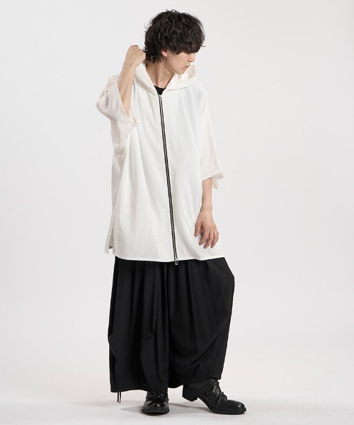 NO ID.（ノーアイディ）の「mhs2664-ﾘﾈﾝﾀｯﾁﾌｰﾄﾞﾄﾞﾙﾏﾝBIG-ZIP SH シャツ(458006-088S)（シャツ/ブラウス・メンズ・ホワイト/ブラック/グレー・ONE SIZE）」の14枚目の写真