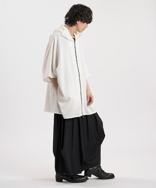 NO ID.（ノーアイディ）の「mhs2664-ﾘﾈﾝﾀｯﾁﾌｰﾄﾞﾄﾞﾙﾏﾝBIG-ZIP SH シャツ(458006-088S)（シャツ/ブラウス・メンズ・ホワイト/ブラック/グレー・ONE SIZE）」の13枚目の写真