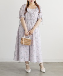 CLETTEオリジナルウエストシャーリング花柄ワンピース