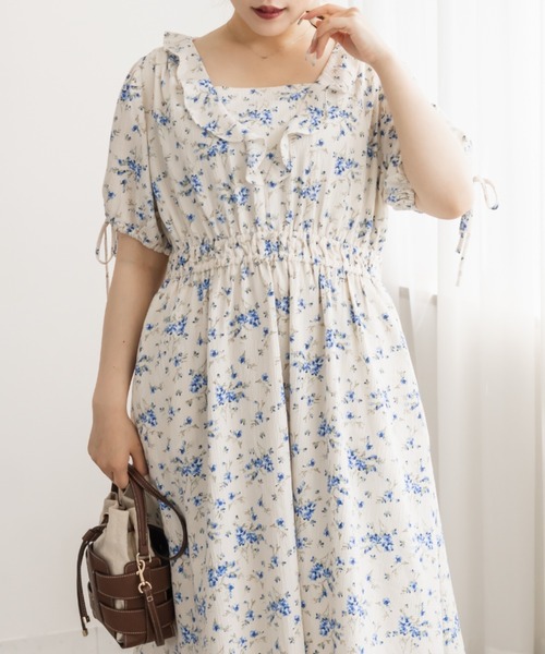 CLETTE(クレット)の「CLETTEオリジナルウエストシャーリング花柄ワンピース(ワンピース・レディース・ブルー/パープル/ラベンダー・3L/4L/LL)」の21枚目の写真