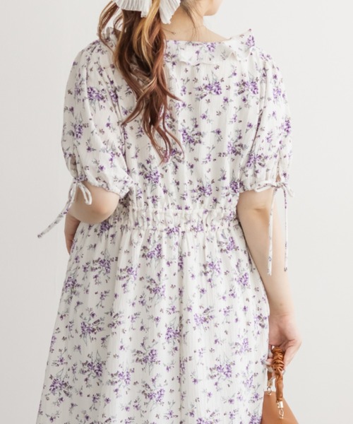 CLETTE(クレット)の「CLETTEオリジナルウエストシャーリング花柄ワンピース(ワンピース・レディース・ブルー/パープル/ラベンダー・3L/4L/LL)」の14枚目の写真
