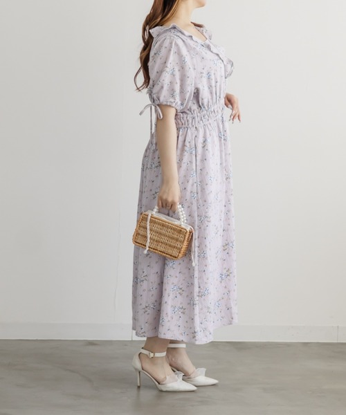 CLETTE(クレット)の「CLETTEオリジナルウエストシャーリング花柄ワンピース(ワンピース・レディース・ブルー/パープル/ラベンダー・3L/4L/LL)」の16枚目の写真