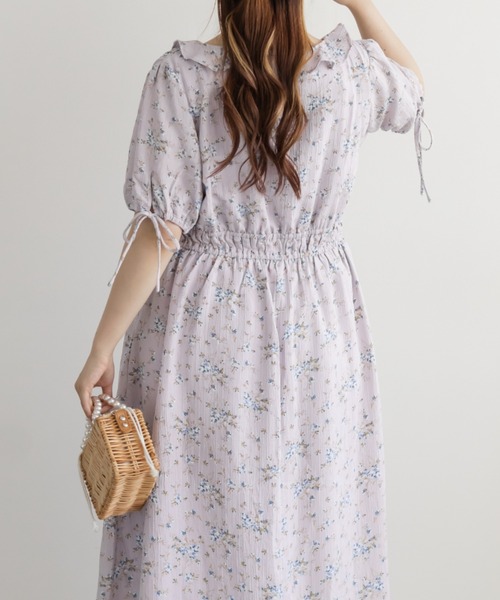 CLETTE(クレット)の「CLETTEオリジナルウエストシャーリング花柄ワンピース(ワンピース・レディース・ブルー/パープル/ラベンダー・3L/4L/LL)」の18枚目の写真